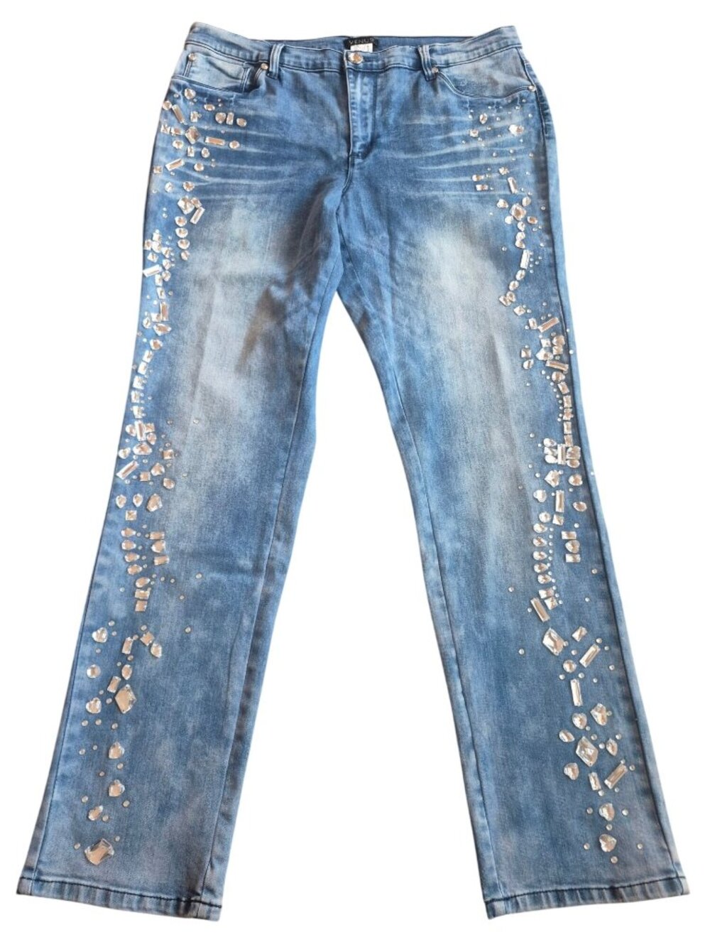 Venus Embellished Rhinestone Bootcut Denim Jeans Size 16